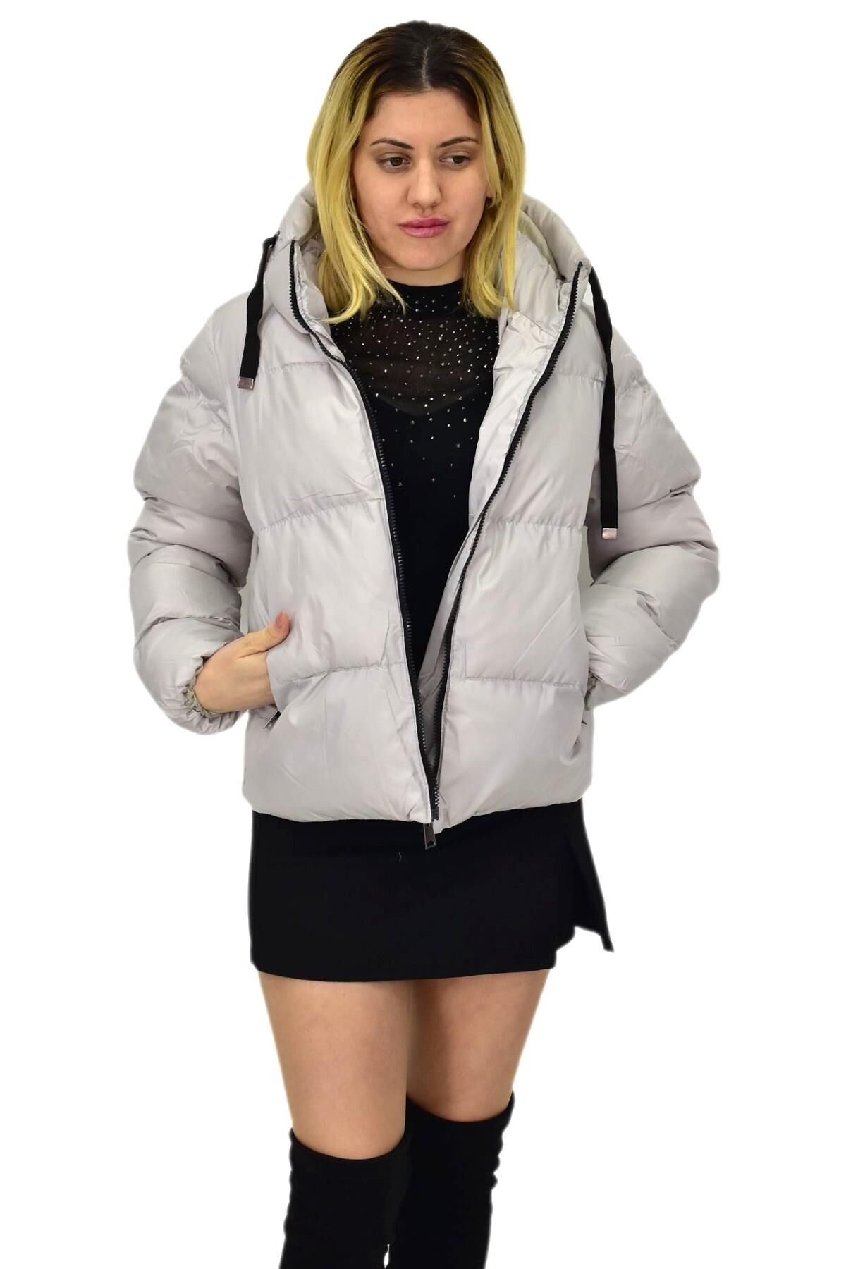 Kadın Spor Kapüşonlu Mont  M5009 BGL-ST03988 TAŞ - XL