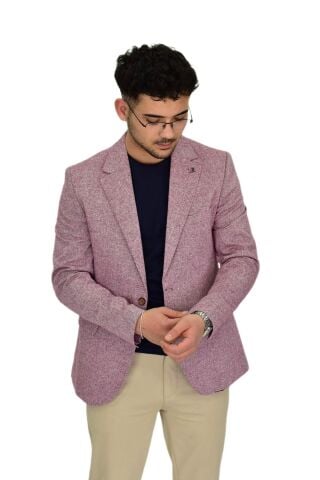 Erkek Bordo Tek Spor Ceket Çift Yırtmaçlı BGL-ST04464