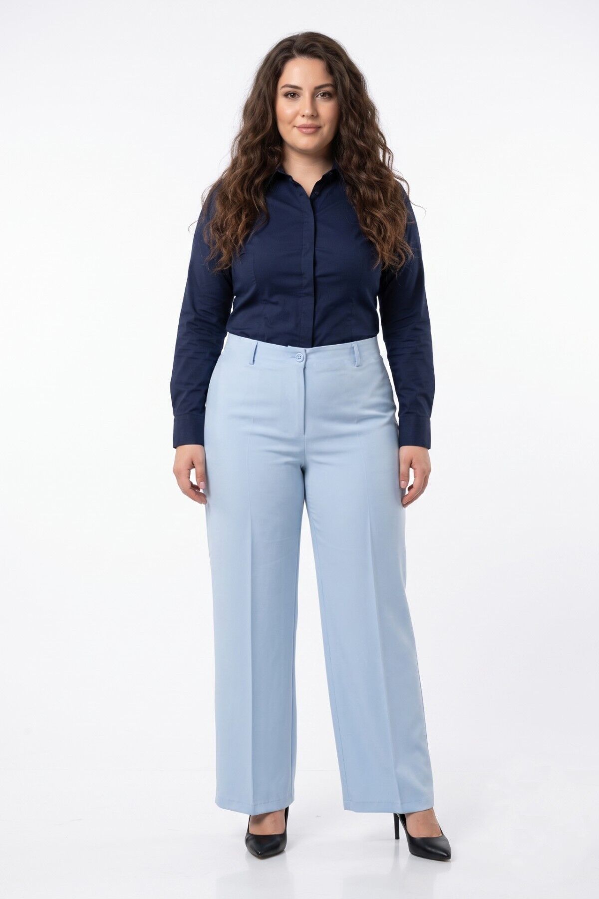 Kadın Kumaş Pantolon Korsaj Bel Klasik BGL-ST01364 EKRU - 48