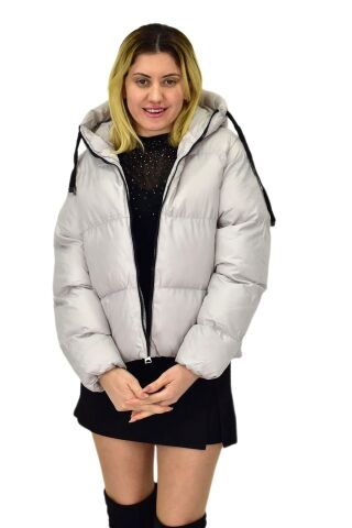 Kadın Spor Kapüşonlu Mont  M5009 BGL-ST03988 TAŞ - 2XL