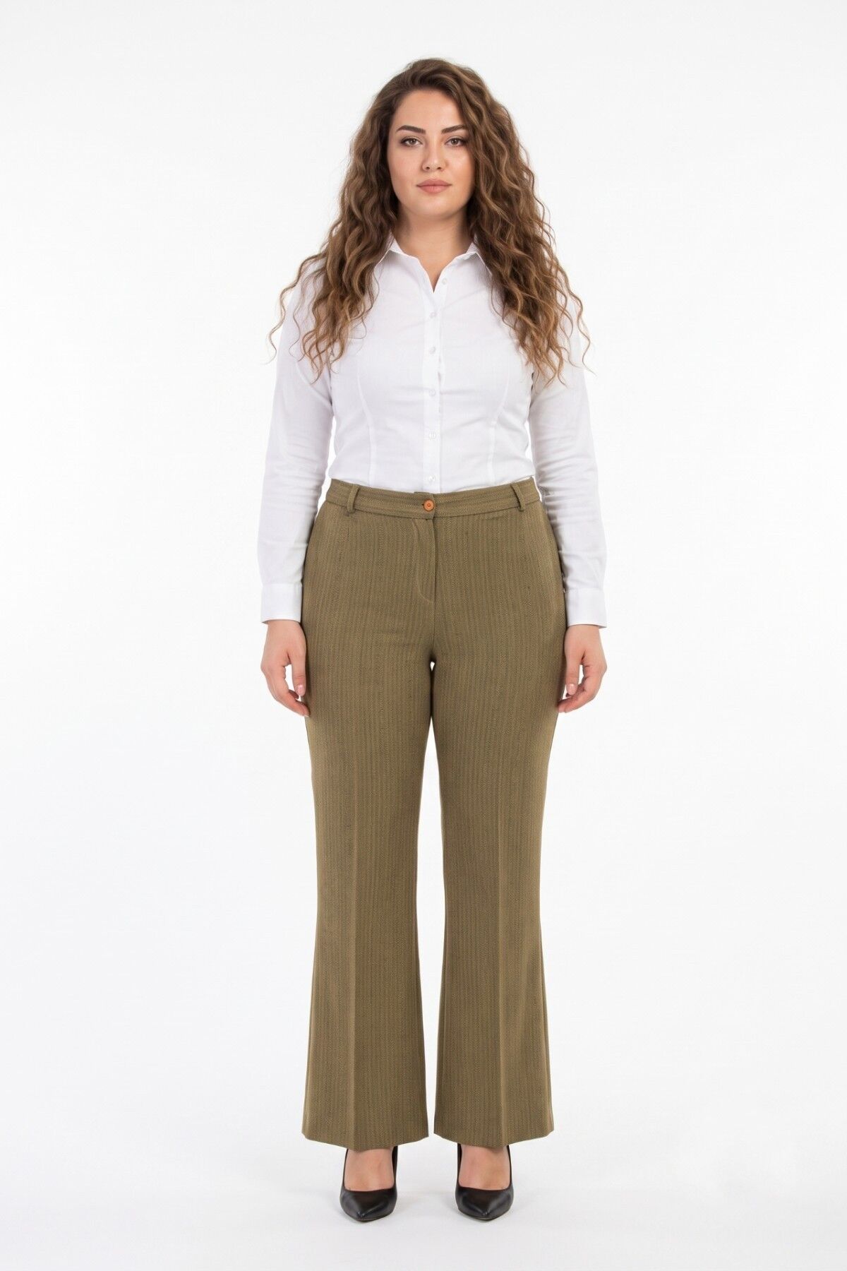 Kadın Kışlık Balık Sırtı Kumaş Pantolon Normal Bel Klasik BGL-ST01367