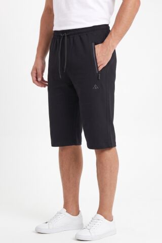 Erkek Büyük Beden Rahat Kesim Düz Paça Likralı Kumaş Kapri BGL-ST05586 SİYAH - 3XL
