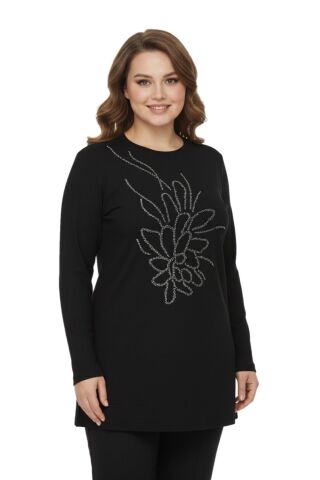 Kadın Önü Nakışlı Bluz BGL-ST05091 SİYAH - 44