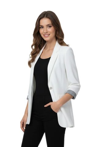 Kadın Ayrobin Tek Dügmeli Ceket BGL-ST03726 BEYAZ - 38