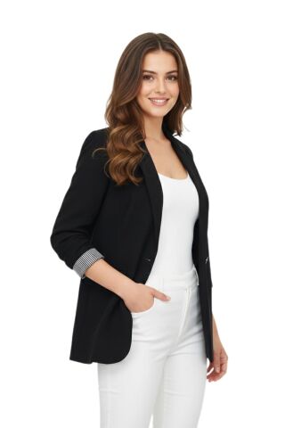 Kadın Ayrobin Tek Dügmeli Ceket BGL-ST03726 BEYAZ - 38
