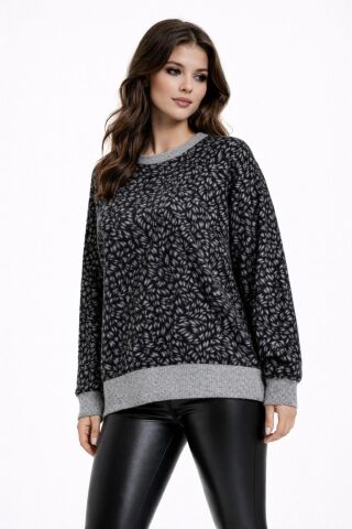 Kadın Yumoş Sıfıryaka Sweatshirt BGL-ST05318 FÜME - M