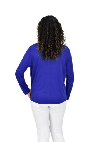 Kadın Uzun Kol Düğmeli Bluz BGL-ST04680 SAKS MAVİ - 44