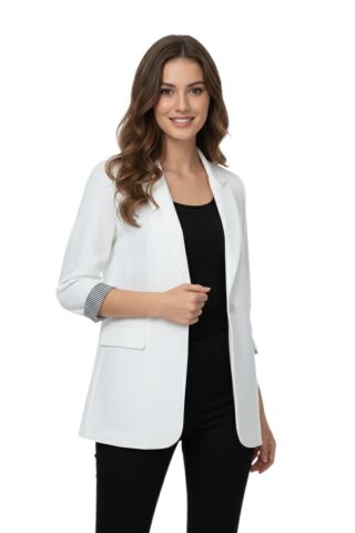 Kadın Ayrobin Tek Dügmeli Ceket BGL-ST03726 BEYAZ - 38