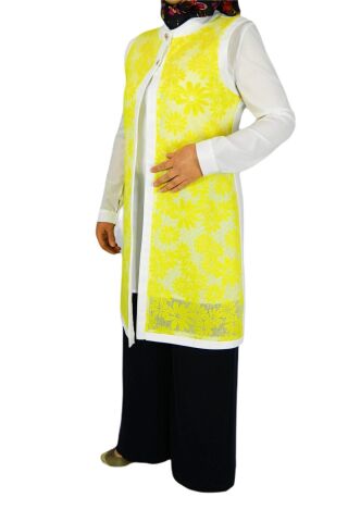 Kadın Krep Güpür İkili Tunik MSK-0262 SARI - 48
