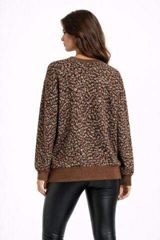 Kadın Yumoş Sıfıryaka Sweatshirt BGL-ST05318 KAHVE - S