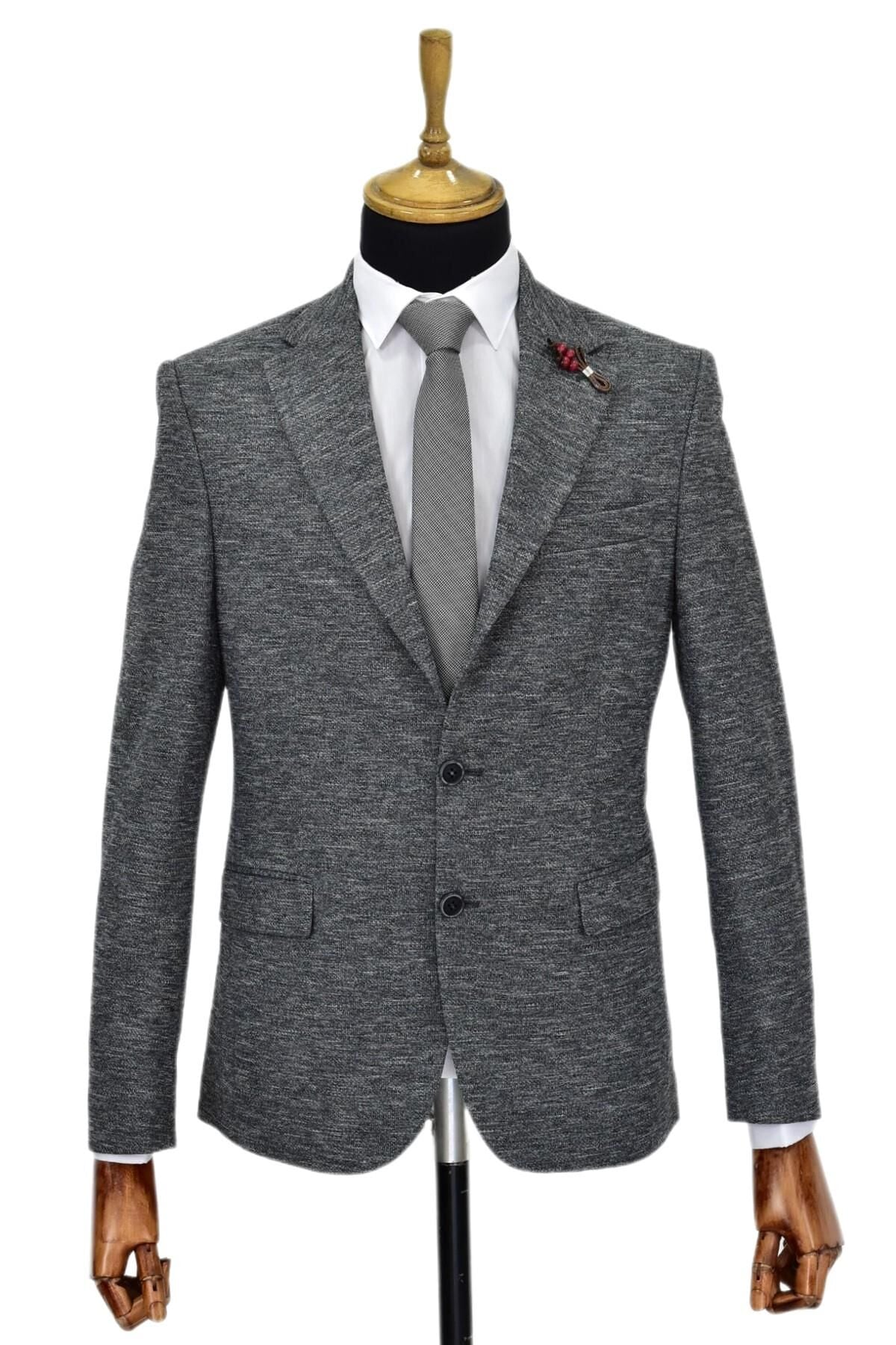 Erkek Tek Spor Ceket Çift Yırtmaçlı BGL-ST03972 K.GRİ - 46