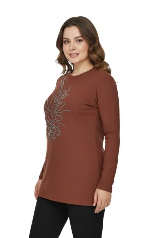 Kadın Önü Nakışlı Bluz BGL-ST05091 TABA - 40