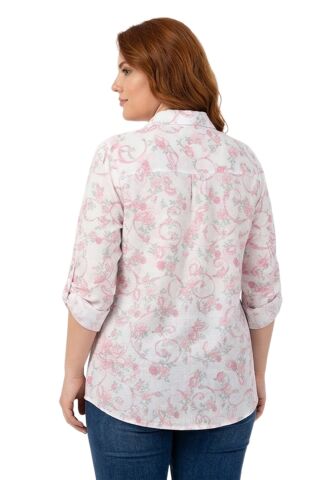 Kadın Uzun Kol Gömlek BGL-ST04665 PEMBE - 52
