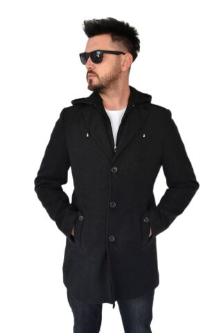 Erkek Kaşe Kapüşonlu Kaban 9150 BGL-ST01624 FÜME - S
