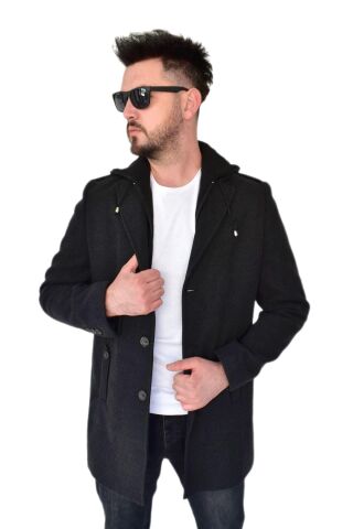 Erkek Kaşe Kapüşonlu Kaban 9150 BGL-ST01624 FÜME - S