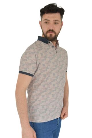 Erkek Polo Yaka Dijital Baskılı Tişört Waffle 2373 BGL-ST02795 SOMON - M
