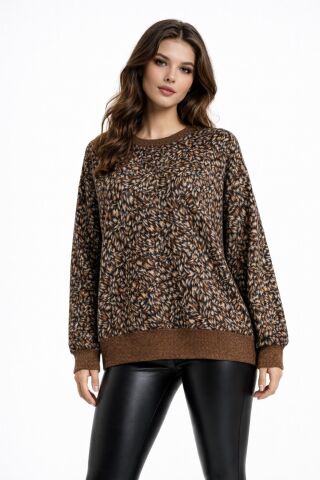 Kadın Yumoş Sıfıryaka Sweatshirt BGL-ST05318 KAHVE - L
