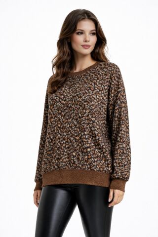 Kadın Yumoş Sıfıryaka Sweatshirt BGL-ST05318 KAHVE - L