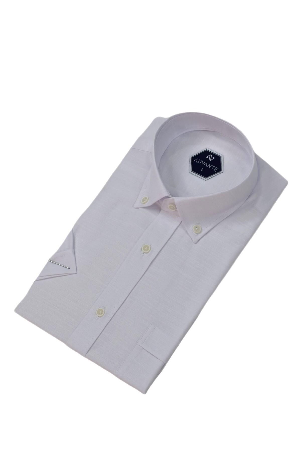 Erkek Klasik Tek Cepli Kısa Kol Gömlek BGL-ST04554 BEYAZ - 2XL