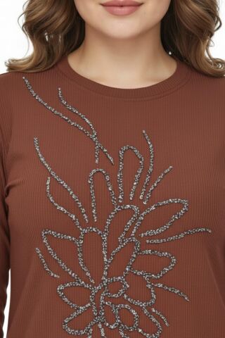 Kadın Önü Nakışlı Bluz BGL-ST05091 TABA - 44