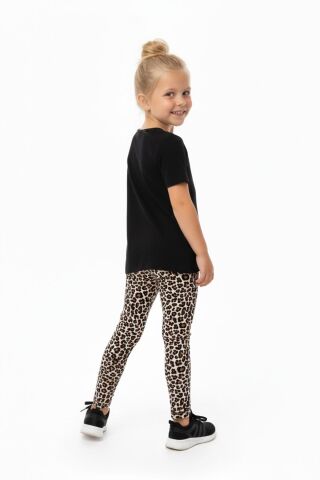 Kız Çocuk Fitilli Tayt Leopar BGL-ST05205 PUDRA - 3 YAŞ