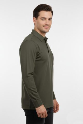 Erkek Gömlek Yaka Kol Manşetli Cepli Sweat 4249 BGL-ST04862 VİZON - M
