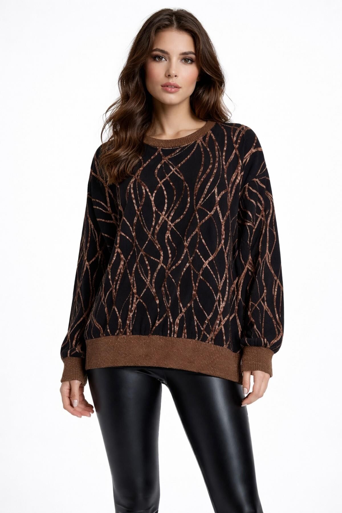 Kadın Yumoş Sıfıryaka Sweatshirt BGL-ST05317 SİYAH - S