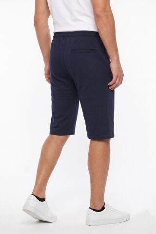Erkek Büyük Beden Rahat Kesim Düz Paça Likralı Kumaş Kapri BGL-ST05586 LACİVERT - 4XL