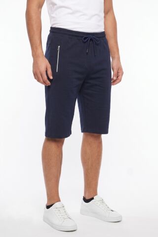 Erkek Büyük Beden Rahat Kesim Düz Paça Likralı Kumaş Kapri BGL-ST05586 LACİVERT - 5XL