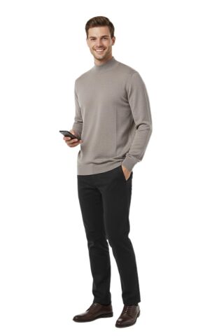 Erkek Yarım Balıkçı Yaka Regular Fit Kazak BGL-ST04954 BEJ - M