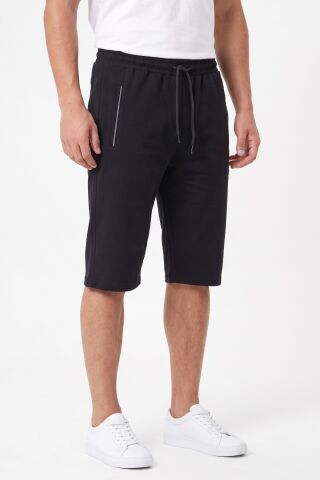 Erkek Büyük Beden Rahat Kesim Düz Paça Likralı Kumaş Kapri BGL-ST05586 SİYAH - 2XL