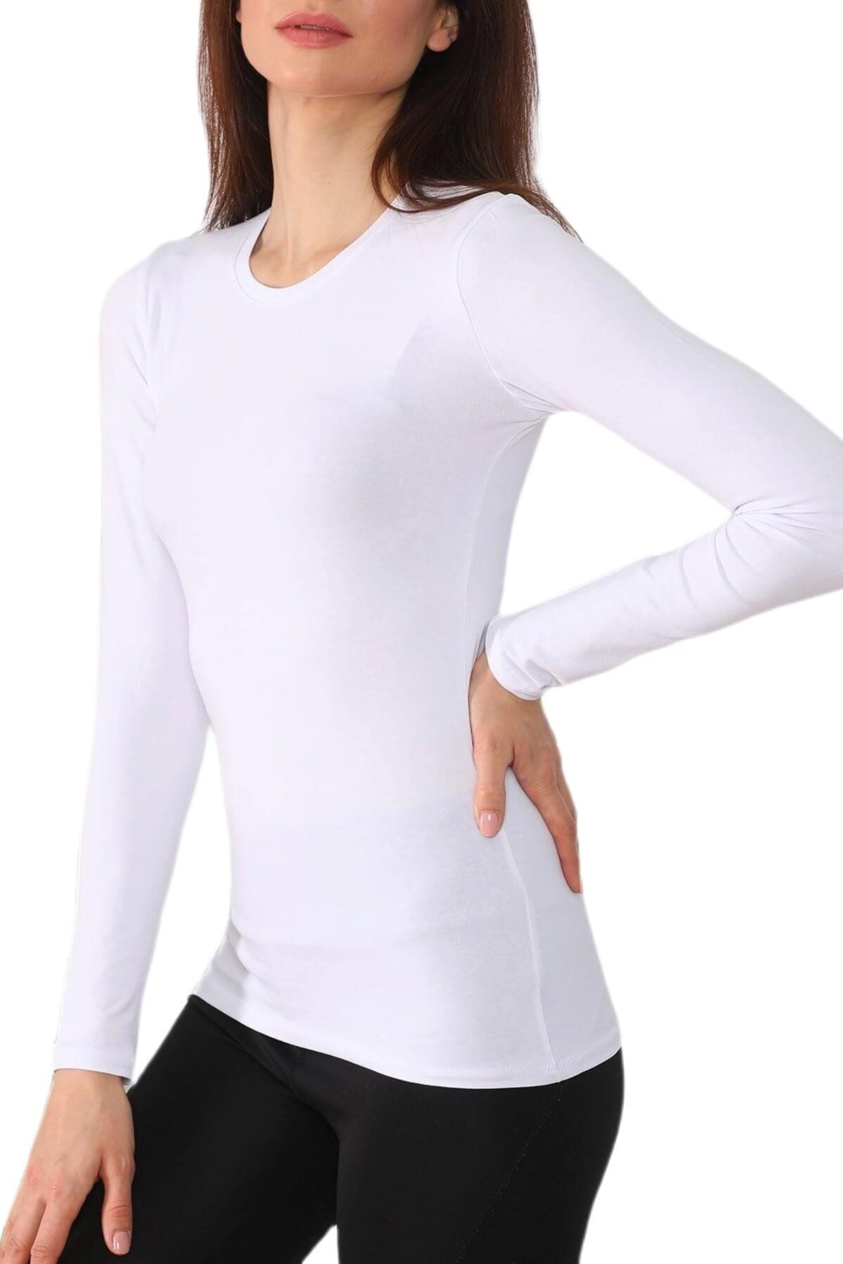 Kadın Uzun Kollu Basic Body BGL-ST01155 BEYAZ - XL