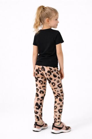Kız Çocuk Fitilli Tayt Leopar BGL-ST05205 PUDRA - 3 YAŞ