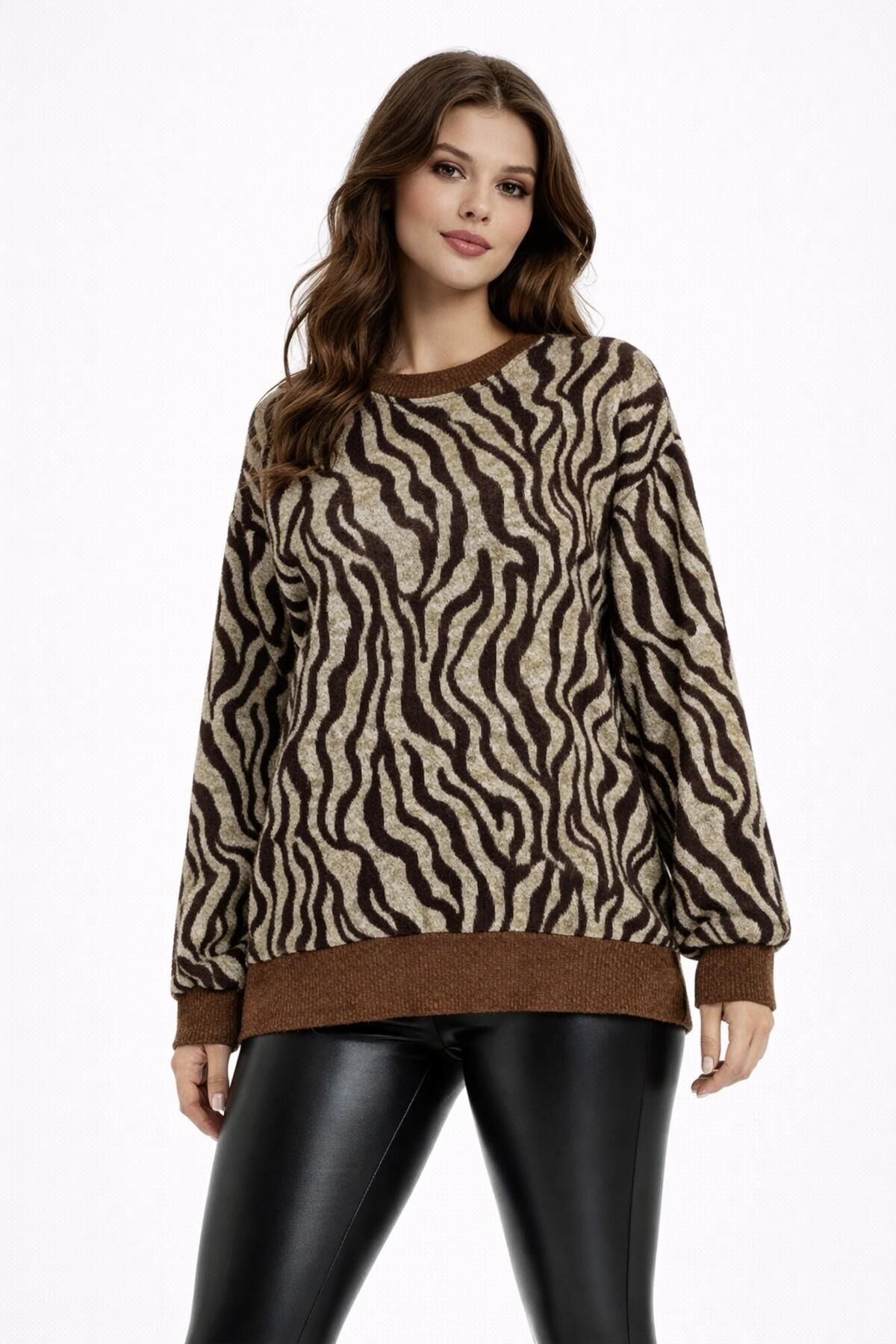 Kadın Yumoş Sıfıryaka Sweatshirt BGL-ST05316 BEJ - M