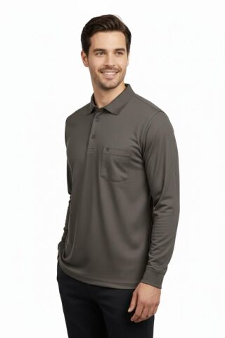 Erkek Gömlek Yaka Kol Manşetli Cepli Sweat 4249 BGL-ST04862 VİZON - M
