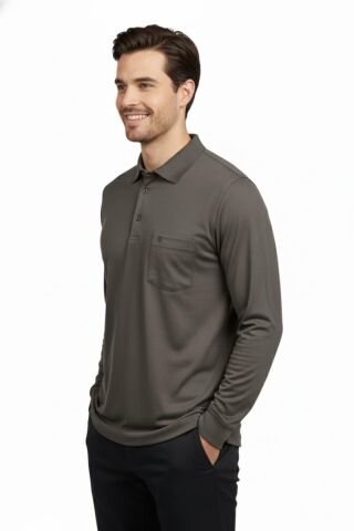 Erkek Gömlek Yaka Kol Manşetli Cepli Sweat 4249 BGL-ST04862 VİZON - M