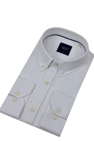 Erkek Slim Fitt Uzun Kol Gömlek 2424 BGL-ST04381 LACİVERT - S