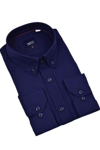 Erkek Slim Fitt Uzun Kol Gömlek 2424 BGL-ST04381 LACİVERT - S