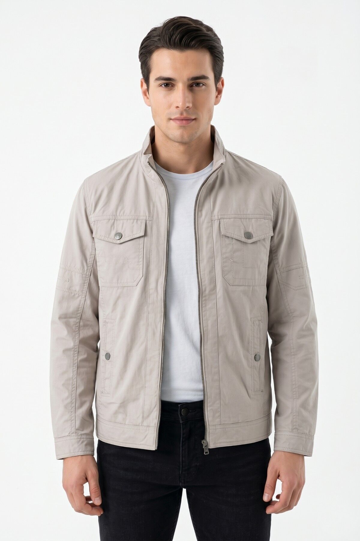 Erkek Mevsimlik Kanvas Spor Mont 8007 BGL-ST05336 TAŞ - XL