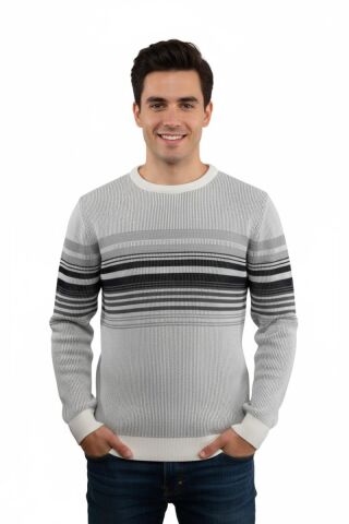 Erkek Sıfır Yaka Kazak Selanik Örgü Klasik Kalıp 5245C BGL-ST04860