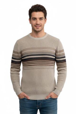 Erkek Sıfır Yaka Kazak Selanik Örgü Klasik Kalıp 5245C BGL-ST04860