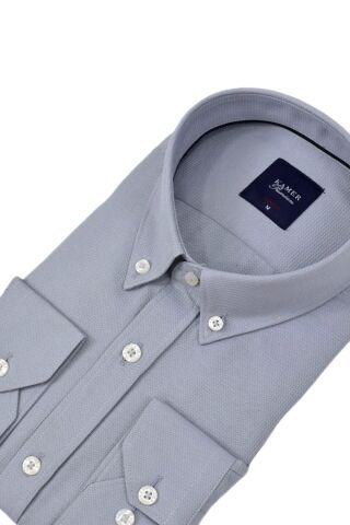 Erkek Slim Fitt Uzun Kol Gömlek 2424 BGL-ST04381 GRİ - XL