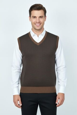 Erkek V Yaka Süveter  Çelik Örgü Regular Kalıp BGL-ST04840