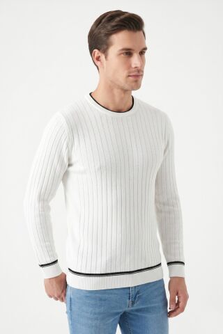 Erkek Sıfıryaka Mevsimlik Kazak BGL-ST05445 BEYAZ - L