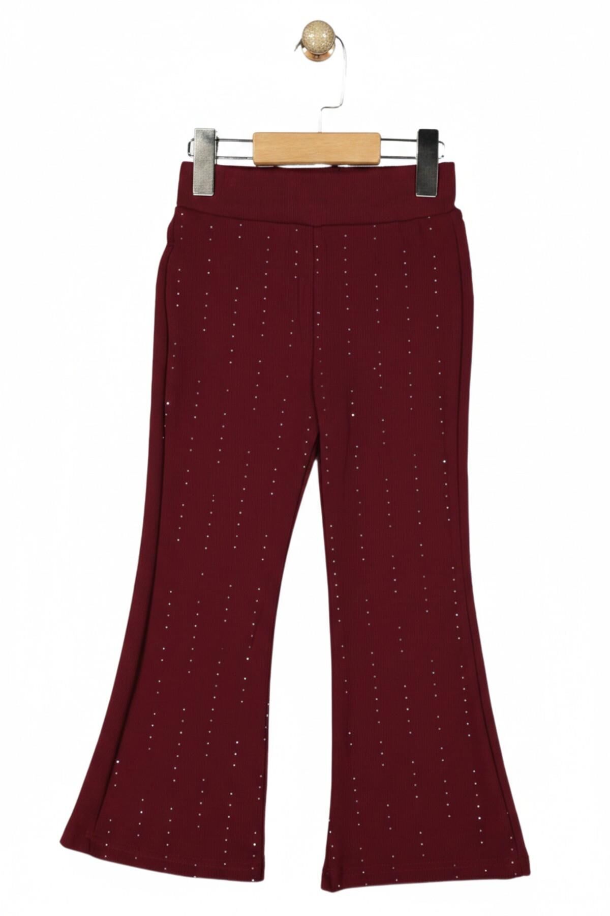 Kız Çocuk İspanyol Tayt Yağmur Taş Desenli BGL-ST05208 BORDO - 10 YAŞ