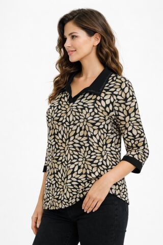 Kadın Turuva Kol Yaka Modelli Bluz BGL-ST05321 HAKİ - 2XL