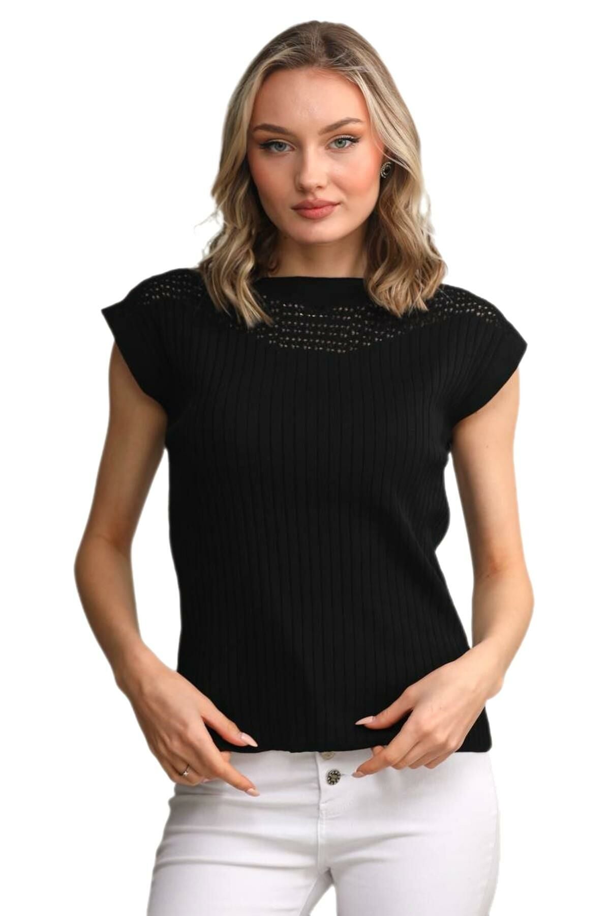 Kadın Triko Kayık Yaka Omuz Fitilli Askılı Atlet 12731 BGL-ST04220