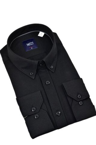 Erkek Slim Fitt Uzun Kol Gömlek 2424 BGL-ST04381 SİYAH - M