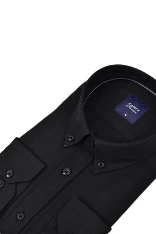 Erkek Slim Fitt Uzun Kol Gömlek 2424 BGL-ST04381 SİYAH - M