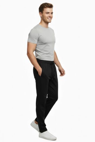 Erkek Rahat Kesim Düz Paça Dalgıç Kumaş Eşofman Altı BGL-ST05044 SİYAH - 2XL
